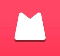 Monnett und Limetime - das Monnett Symbol. Ein stilisiertes weisses Buch das aufgeklappt wie ein M aussieht auf roten Hintergrund